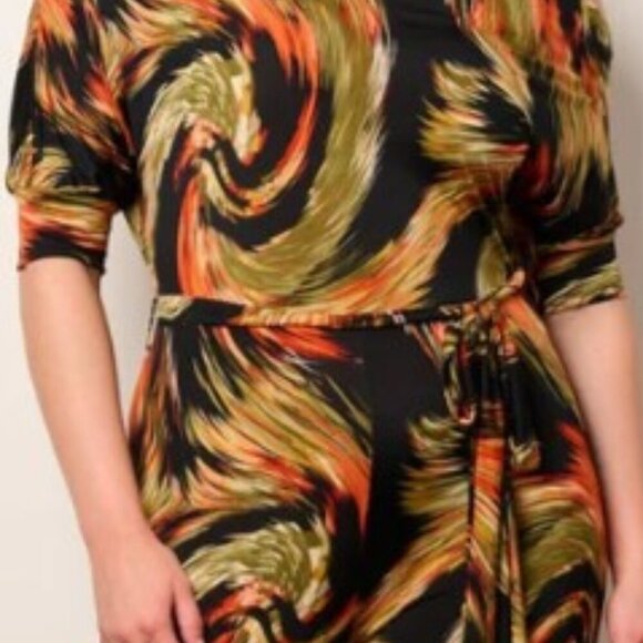 JANETTE PLUS SIZE off Shoulder Swirl Print Wide Leg Jumpsuit NWT 1X, 2X, 3X - Picture 5 of 8